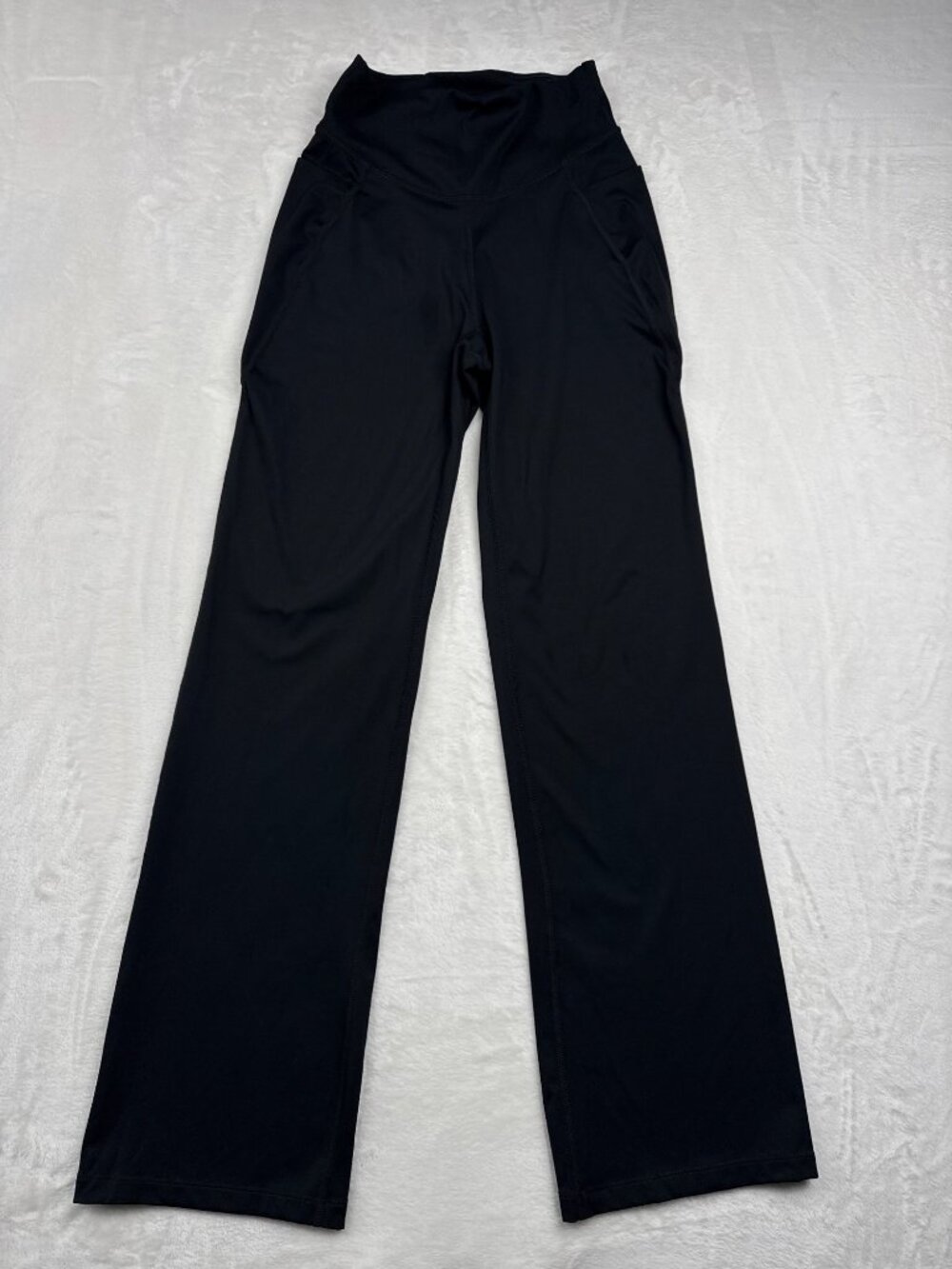 Jockey Womens Black Wide-Leg Pants With Pockets Size M Nylon Blend High-Waist